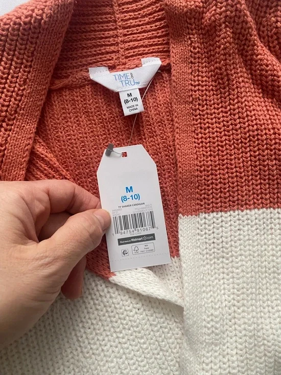 Time and Tru Striped Open Cardigan Size Medium NWT - Picture 5 of 5